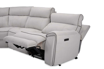 Cindy Crawford Home Newport 6-Piece Left-Facing Faux Suede Power Reclining Sectional with USB Port - Grey | Canapé sectionnel inclinable électrique à gauche Newport de Cindy Crawford Home 6 pièces en suédine avec port USB - gris