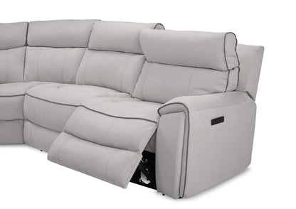 Cindy Crawford Home Newport 6-Piece Left-Facing Faux Suede Power Reclining Sectional with USB Port - Grey | Canapé sectionnel inclinable électrique à gauche Newport de Cindy Crawford Home 6 pièces en suédine avec port USB - gris