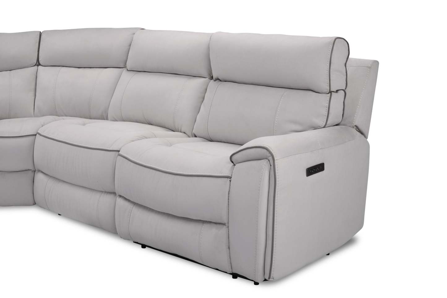 Cindy Crawford Home Newport 6-Piece Left-Facing Faux Suede Power Reclining Sectional with USB Port - Grey | Canapé sectionnel inclinable électrique à gauche Newport de Cindy Crawford Home 6 pièces en suédine avec port USB - gris