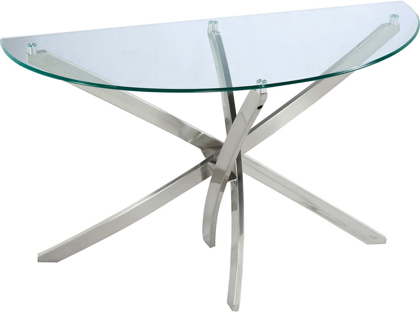 Zila 48 Modern Glass Top Sofa Table - Argent avec base en acier inoxydable|Table de salon moderne Zila de 48 po avec dessus en verre - argentée avec base en acier inoxydable