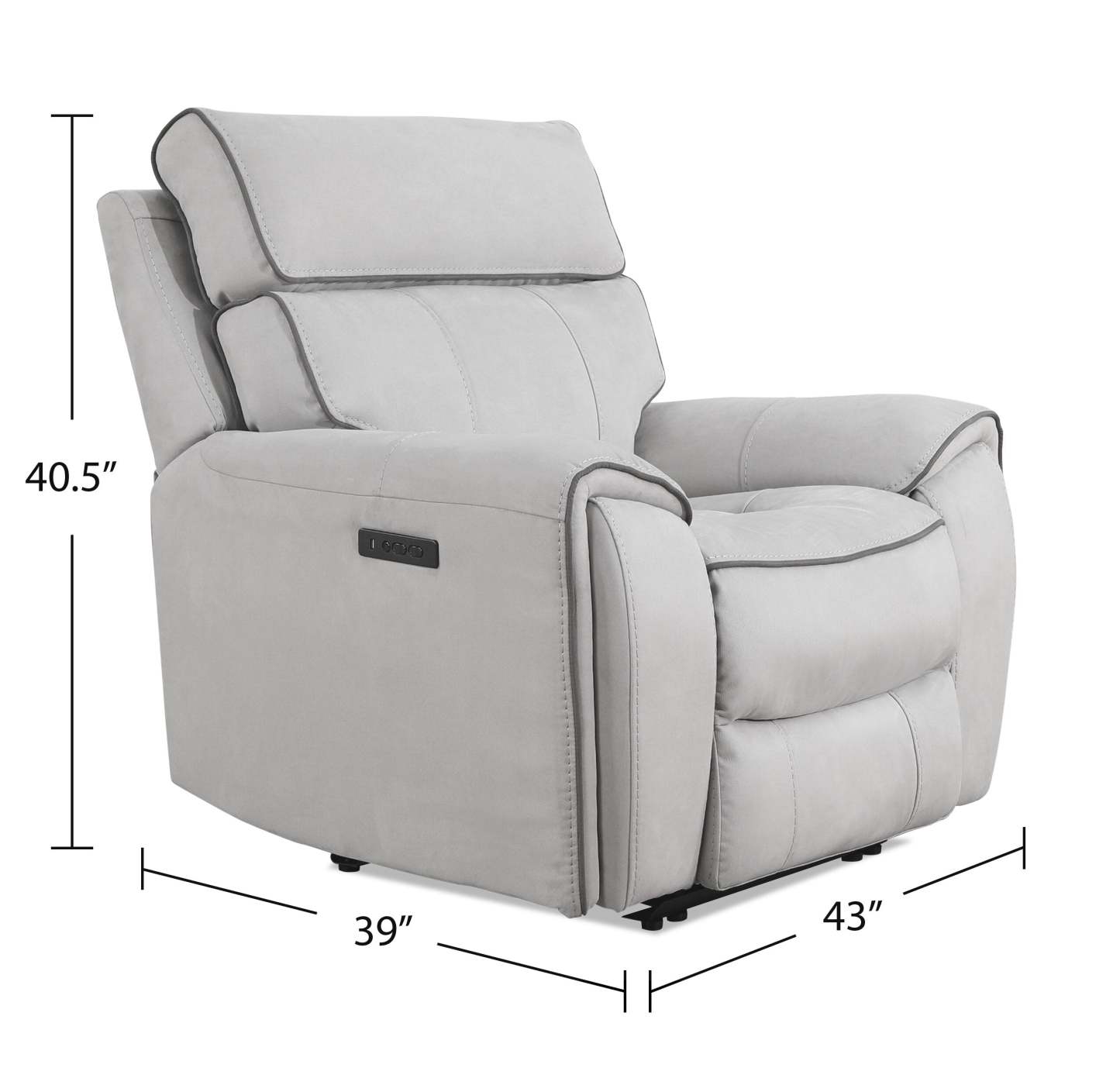 Cindy Crawford Home Newport 43 Fauteuil à inclinaison électrique en suédine avec appuie-tête électrique - gris