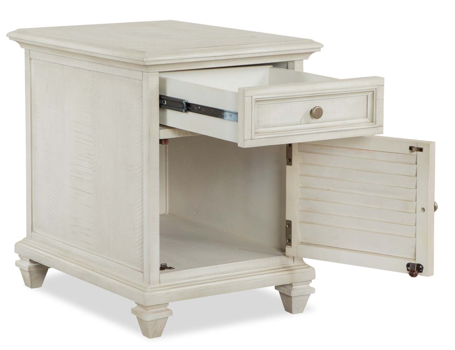 Table de fauteuil traditionnelle Newman de 18 po avec rangement - pin blanc albâtre