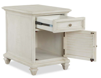 Table de fauteuil traditionnelle Newman de 18 po avec rangement - pin blanc albâtre