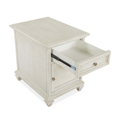 Table de fauteuil traditionnelle Newman de 18 po avec rangement - pin blanc albâtre