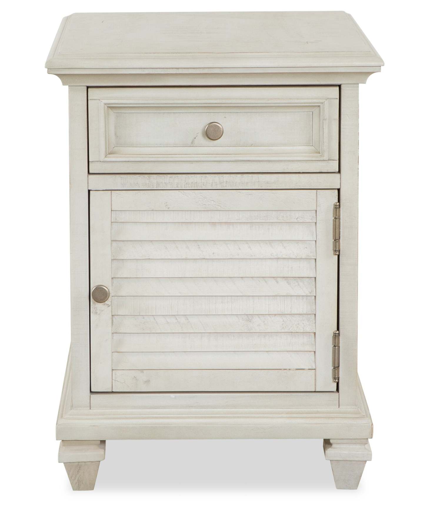 Table de fauteuil traditionnelle Newman de 18 po avec rangement - pin blanc albâtre