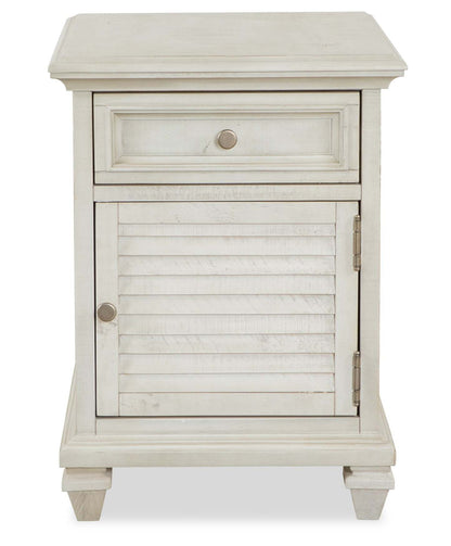 Table de fauteuil traditionnelle Newman de 18 po avec rangement - pin blanc albâtre