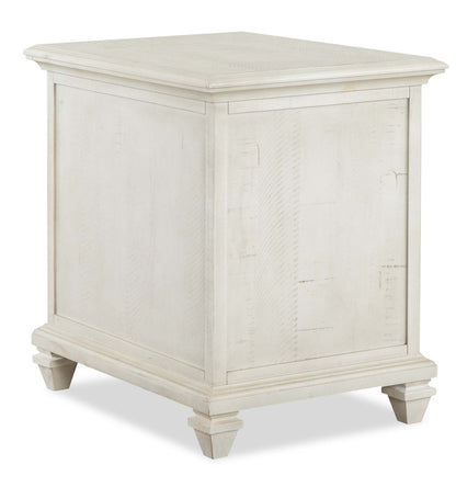 Table de fauteuil traditionnelle Newman de 18 po avec rangement - pin blanc albâtre