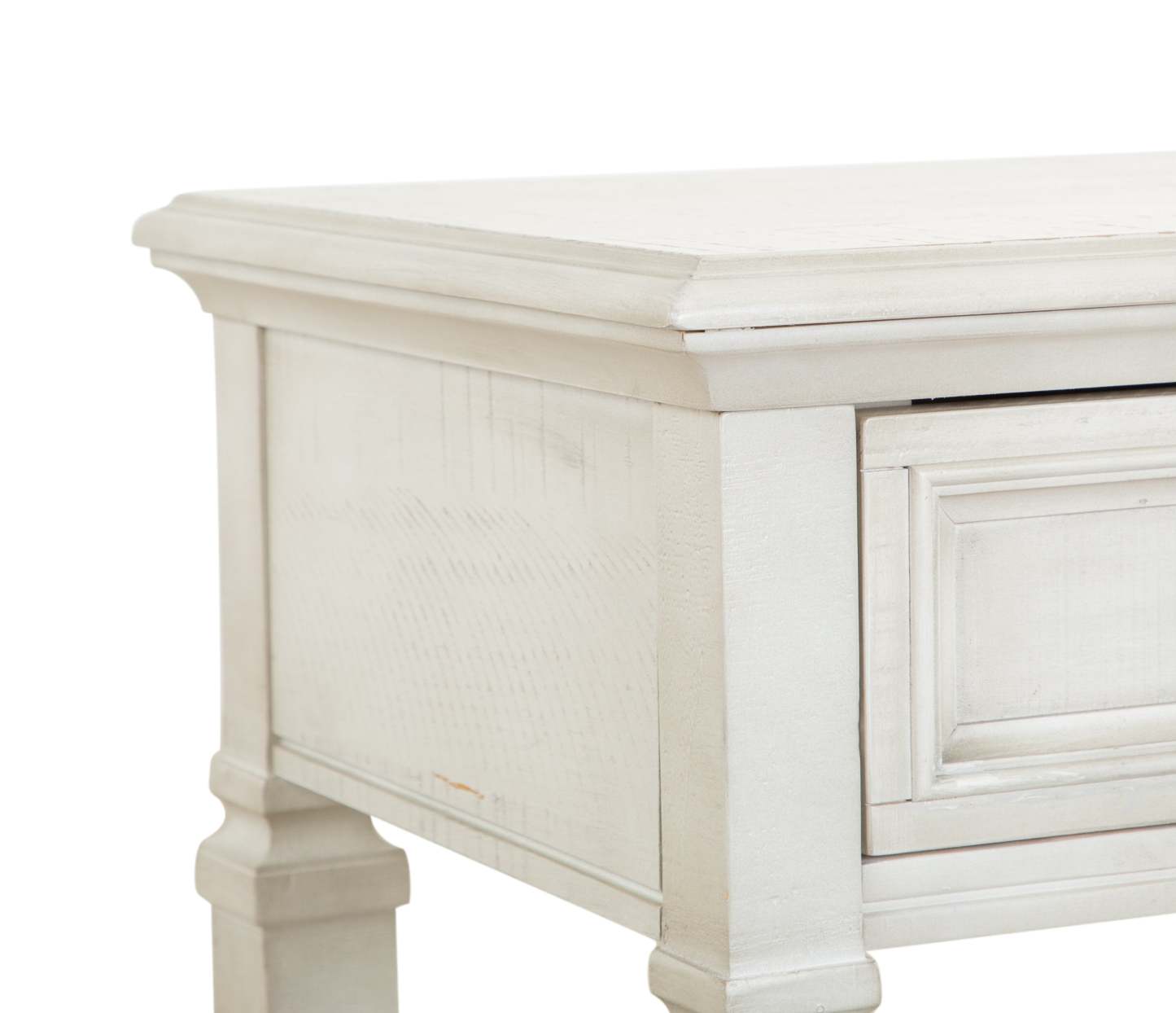Table de canapé traditionnelle Newman 50 avec rangement et étagère - Pin blanc albâtre|Table de salon traditionnelle Newman de 50 po avec rangement et étagère - pin blanc albâtre