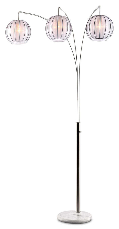 Lampadaire Arc Lanterne 3 Lumières 87 Brushed Steel|Lampe à pied arquée de style lanterne de 87 po acier brossé à 3 ampoules