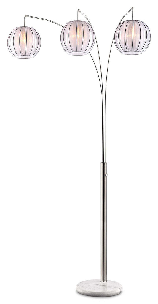 Lampadaire Arc Lanterne 3 Lumières 87 Brushed Steel|Lampe à pied arquée de style lanterne de 87 po acier brossé à 3 ampoules