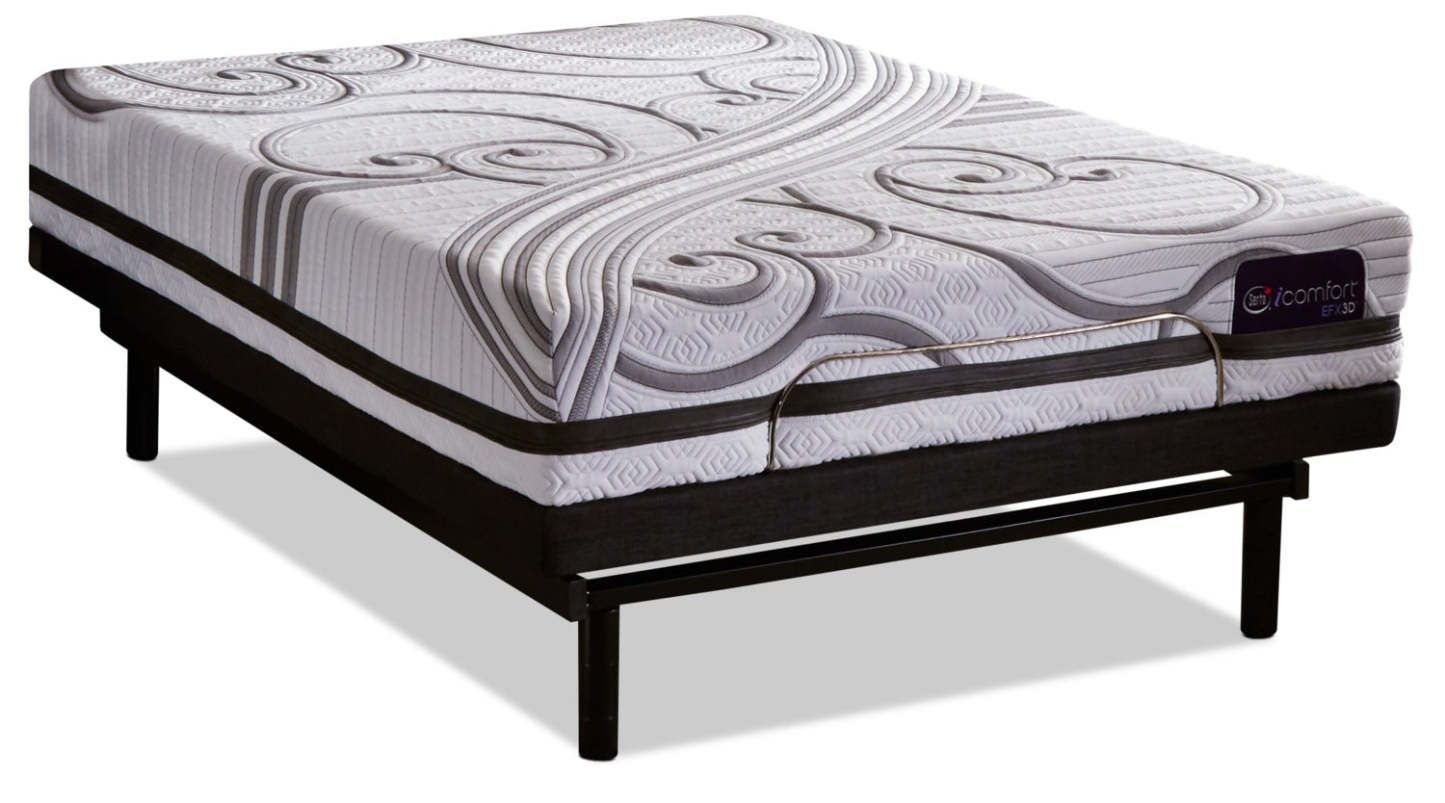 Matelas Gravati iComfort EFX3D pour lit simple très long avec base ajustable Motion Essentials 3