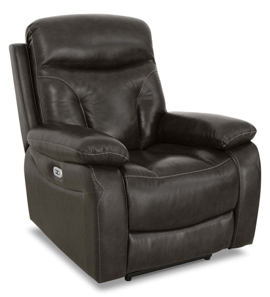 Fauteuil à inclinaison électrique Hayes de 38 po en cuir avec appuie-tête véritable réglable - gris acier