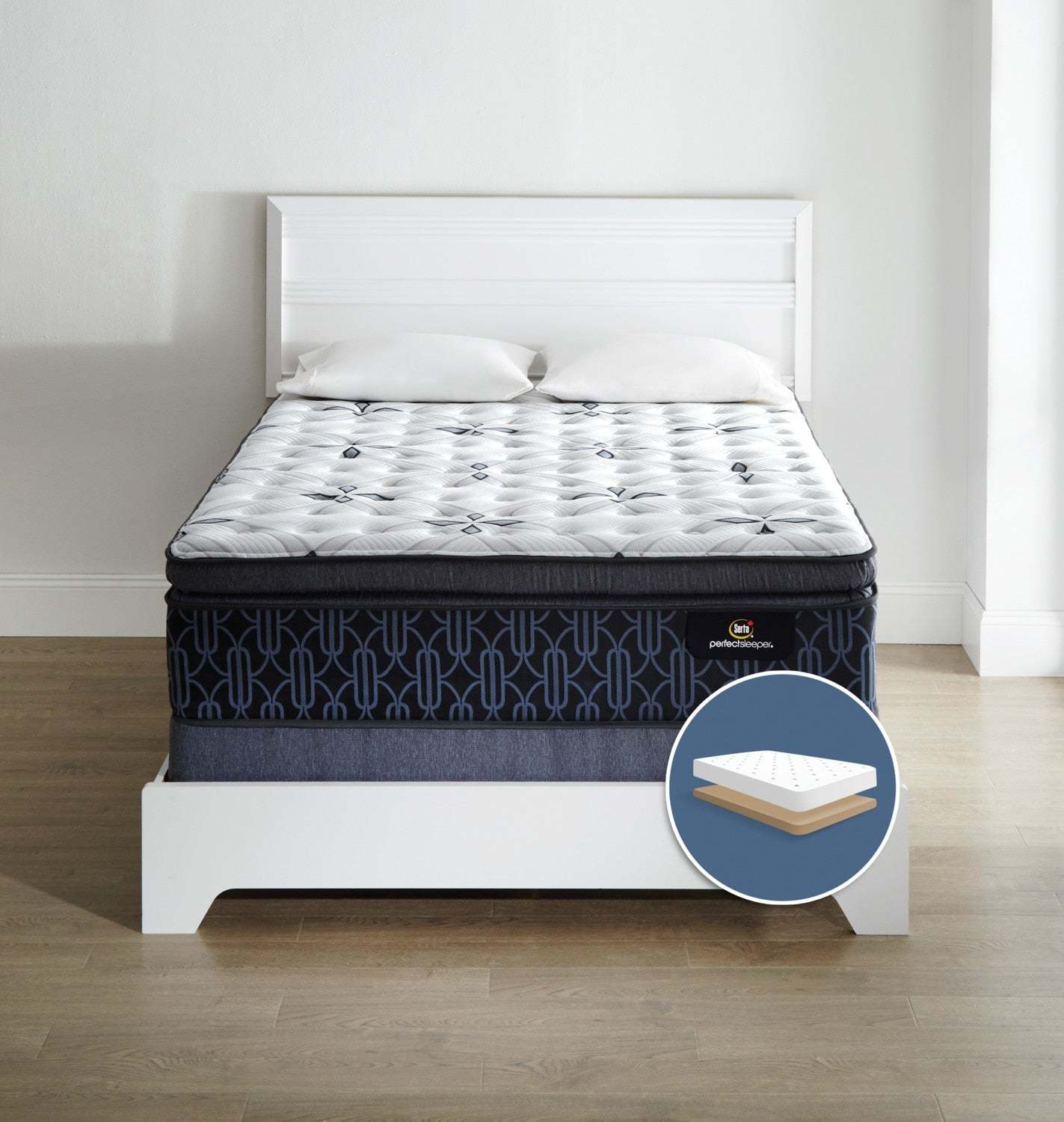 Serta Perfect Sleeper® Mansell Plush Super Pillow-Top Low-Profile Full Mattress Set|Ensemble moelleux plateau-coussin épais à profil bas Mansell Perfect Sleeper Serta pour lit double