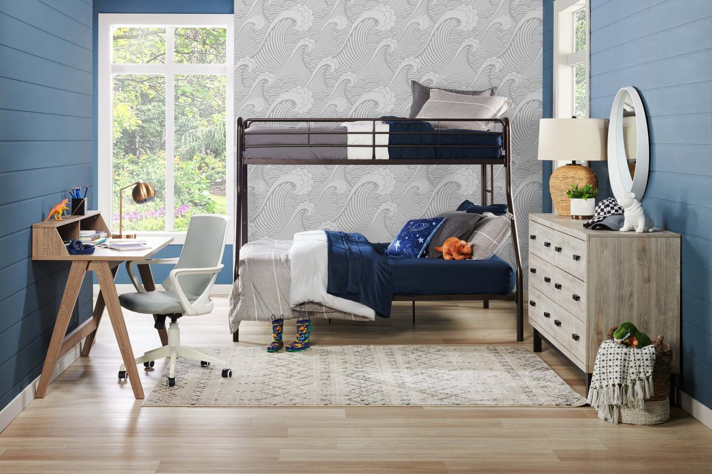 Commode Zen de 62 po (L) x 35,6 po (H) à 6 tiroirs pour la chambre à coucher - grise