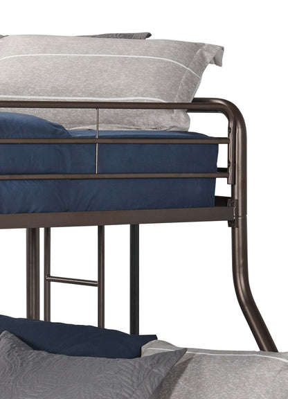 Lit superposé Noah avec échelle et garde-corps pour enfants, métal, bronze foncé - simple/double | Lits superposés Noah en métal pour enfants avec échelle et garde-corps, bronze foncé - simple et double