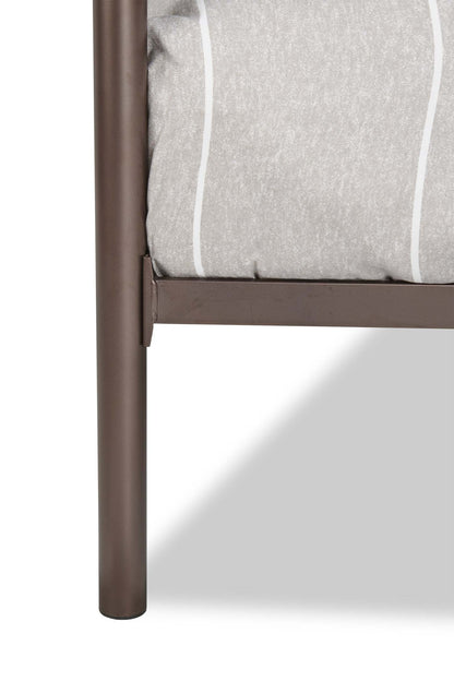 Lit superposé Noah avec échelle et barrière de sécurité pour enfants, métal, bronze foncé - Twin/Twin | Lits superposés Noah en métal pour enfants avec échelle et garde-corps, bronze foncé - simple et simple