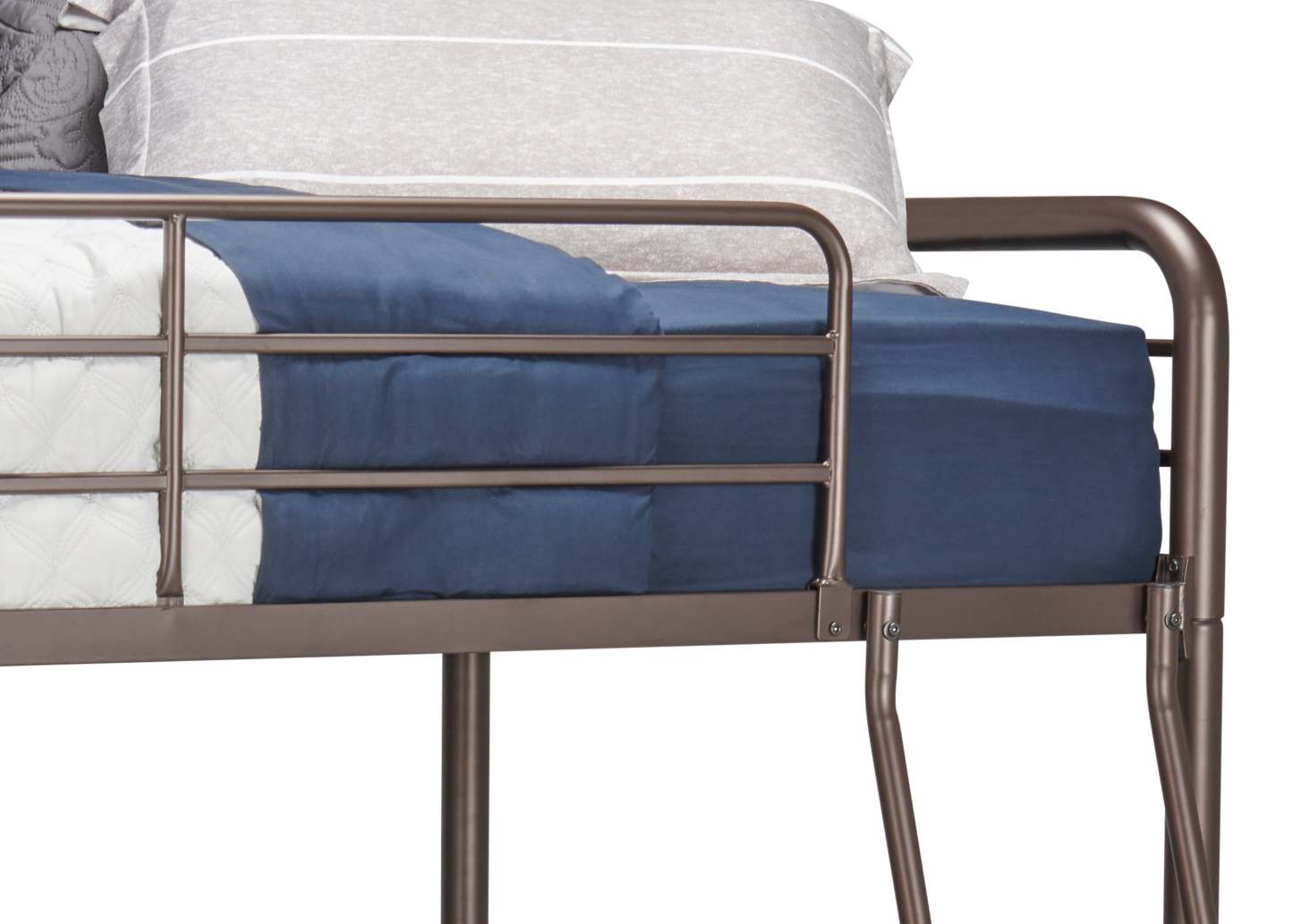 Lit superposé Noah avec échelle et barrière de sécurité pour enfants, métal, bronze foncé - Twin/Twin | Lits superposés Noah en métal pour enfants avec échelle et garde-corps, bronze foncé - simple et simple