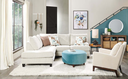 Fabriqué au Canada, canapé sectionnel Nofia 2 pièces orienté à gauche en tissu de chenille avec coussins décoratifs et pattes en bois - lin beige