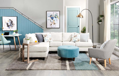 Fabriqué au Canada Sofa sectionnel de gauche Nofia 3 pièces en tissu chenille avec coussins décoratifs et pieds en bois - Beige lin | Canapé sectionnel Nofia 3 pièces orienté à gauche en tissu chenille avec coussins décoratifs et pieds en bois - lin beige