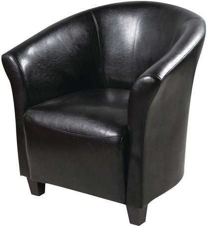Fauteuil d'appoint de style baignoire en similicuir Ethan 31 avec pieds en bois - Noir | Fauteuil d'appoint Ethan de style gondole de 31 po en similicuir avec pattes en bois - noir