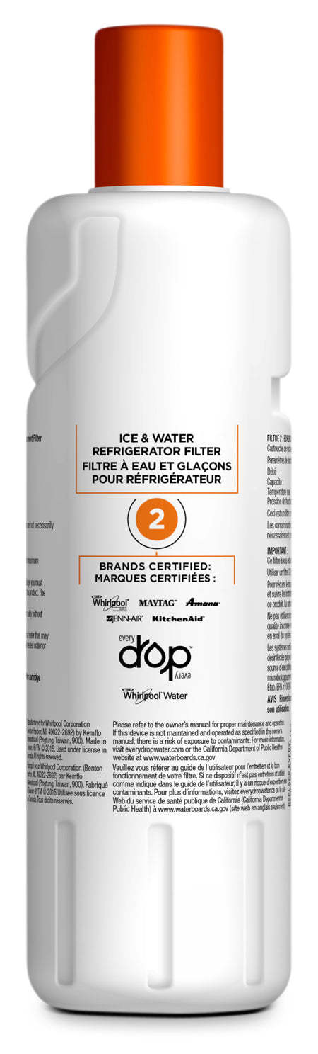 Whirlpool Everydrop™ Ice &amp; Water Réfrigérateur Filter 2|Filtre à eau et à glaçons Whirlpool EveryDropMC no 2 pour réfrigérateur|EDR2RXD1