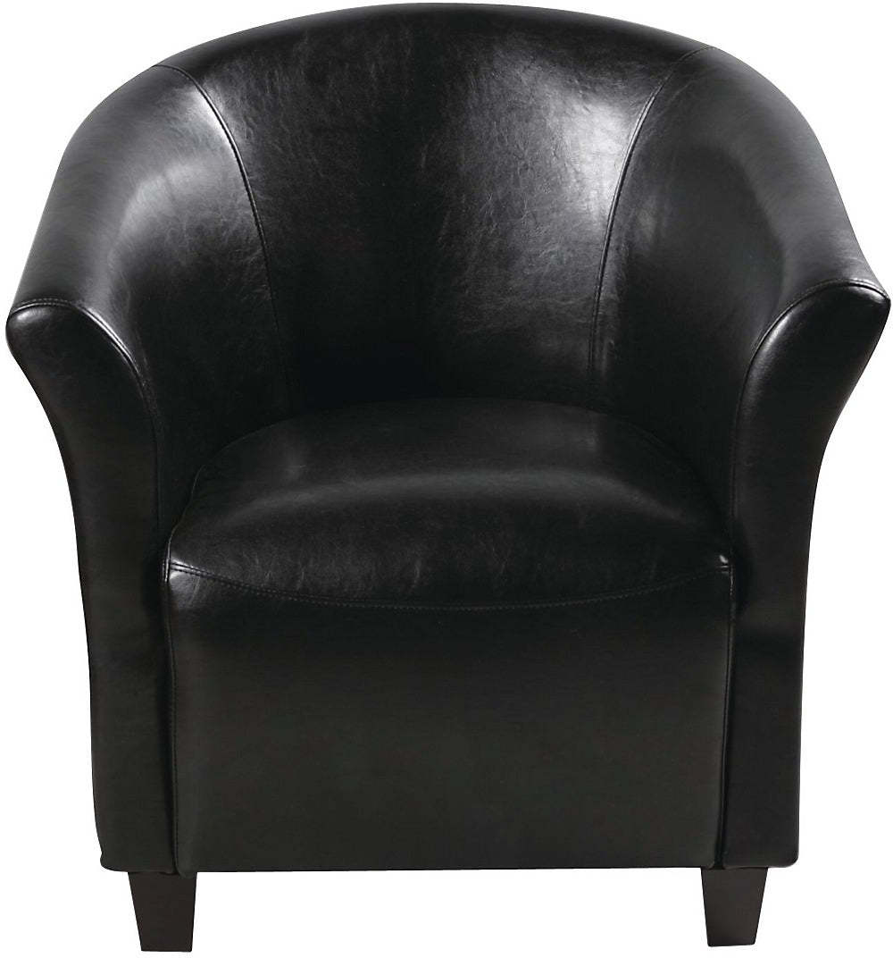 Fauteuil d'appoint de style baignoire en similicuir Ethan 31 avec pieds en bois - Noir | Fauteuil d'appoint Ethan de style gondole de 31 po en similicuir avec pattes en bois - noir