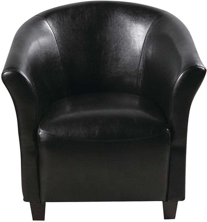 Fauteuil d'appoint de style baignoire en similicuir Ethan 31 avec pieds en bois - Noir | Fauteuil d'appoint Ethan de style gondole de 31 po en similicuir avec pattes en bois - noir