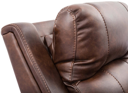 Kory Leather-Look Fabric Power Reclining Loveseat – Pecan|Causeuse à inclinaison électrique Kory en tissu d'apparence cuir - pacane