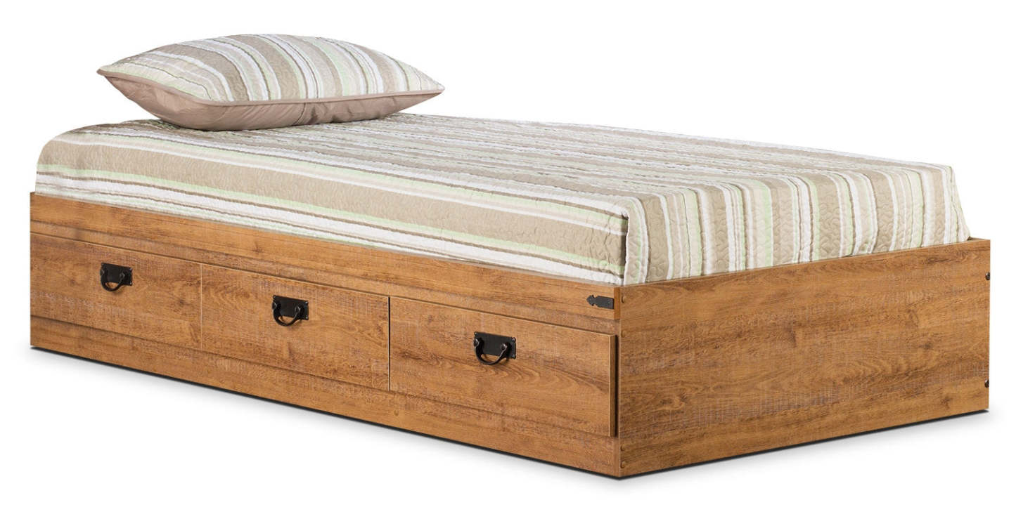 Lit Matelas Driftwood avec rangement à 3 tiroirs pour enfants, marron - Taille simple | Lit matelot Driftwood pour enfant avec 3 tiroirs de rangement, brun - format lit simple