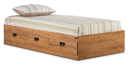 Lit Matelas Driftwood avec rangement à 3 tiroirs pour enfants, marron - Pleine grandeur | Lit matelot Driftwood pour enfant avec 3 tiroirs de rangement, brun - format lit double