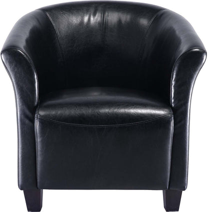 Fauteuil d'appoint de style baignoire en similicuir Ethan 31 avec pieds en bois - Noir | Fauteuil d'appoint Ethan de style gondole de 31 po en similicuir avec pattes en bois - noir