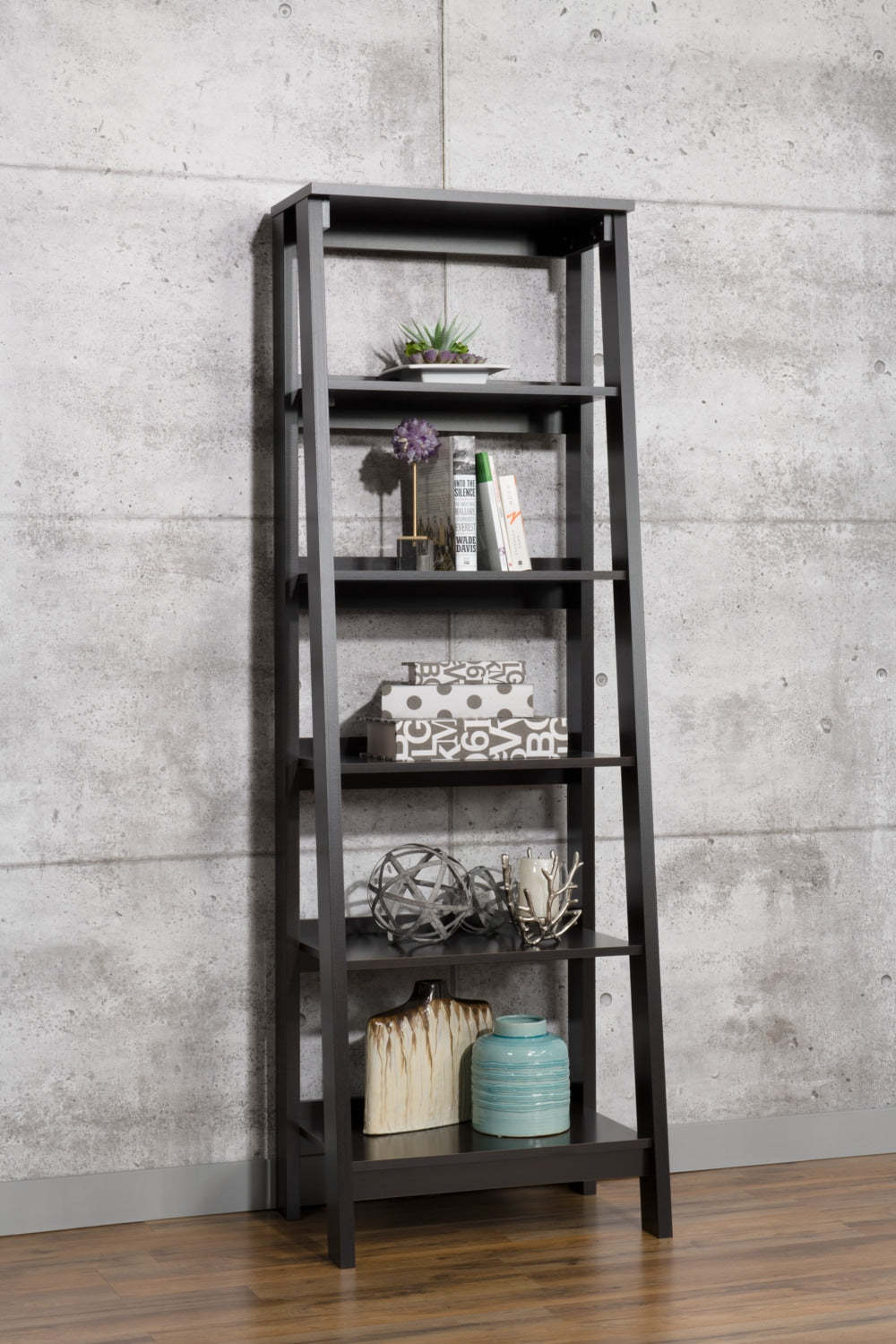 Bibliothèque ouverte 5 étagères Stockbridge 23.54 - Brun foncé|Bibliothèque ouverte Stockbridge de 23,54 po à 5 tablettes - brun foncé