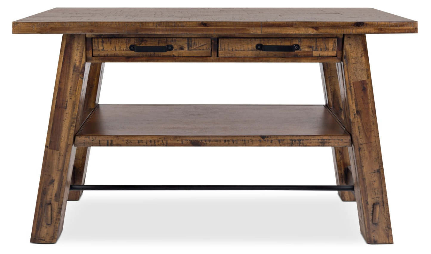 Galeveston 50 Rustic Sofa Table with Storage and Shelf - Brown Woodgrain Wood|Table de salon rustique Galeveston de 50 po avec rangement et tablette - bois à grain de bois brun