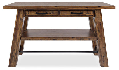 Galeveston 50 Rustic Sofa Table with Storage and Shelf - Brown Woodgrain Wood|Table de salon rustique Galeveston de 50 po avec rangement et tablette - bois à grain de bois brun