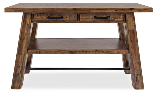 Galeveston 50 Rustic Sofa Table with Storage and Shelf - Brown Woodgrain Wood|Table de salon rustique Galeveston de 50 po avec rangement et tablette - bois à grain de bois brun