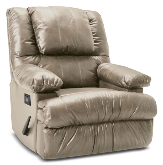 Fauteuil de massage inclinable 5598 en cuir contrecollé avec rangement - mastic|Recliner 5598 Bonded Leather Massage Recliner with Storage Arms - Putty