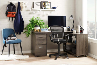 Bureau d'angle pliable Oliver 60 avec rangement et ports USB - Gris|Bureau en coin pliable Oliver de 60 po avec rangement et ports USB - gris