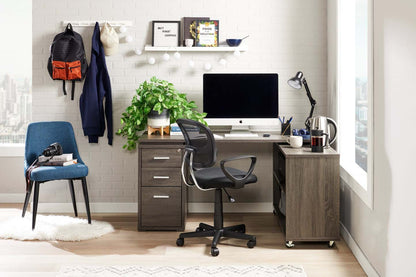 Bureau d'angle pliable Oliver 60 avec rangement et ports USB - Gris|Bureau en coin pliable Oliver de 60 po avec rangement et ports USB - gris