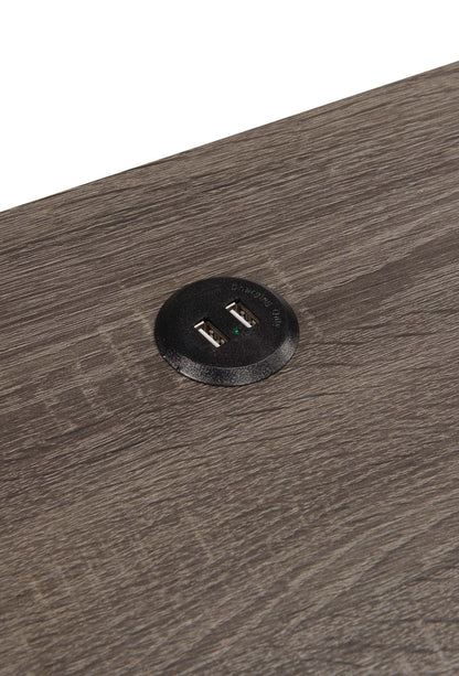 Bureau d'angle pliable Oliver 60 avec rangement et ports USB - Gris|Bureau en coin pliable Oliver de 60 po avec rangement et ports USB - gris