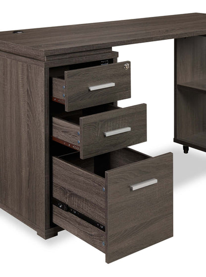 Bureau d'angle pliable Oliver 60 avec rangement et ports USB - Gris|Bureau en coin pliable Oliver de 60 po avec rangement et ports USB - gris