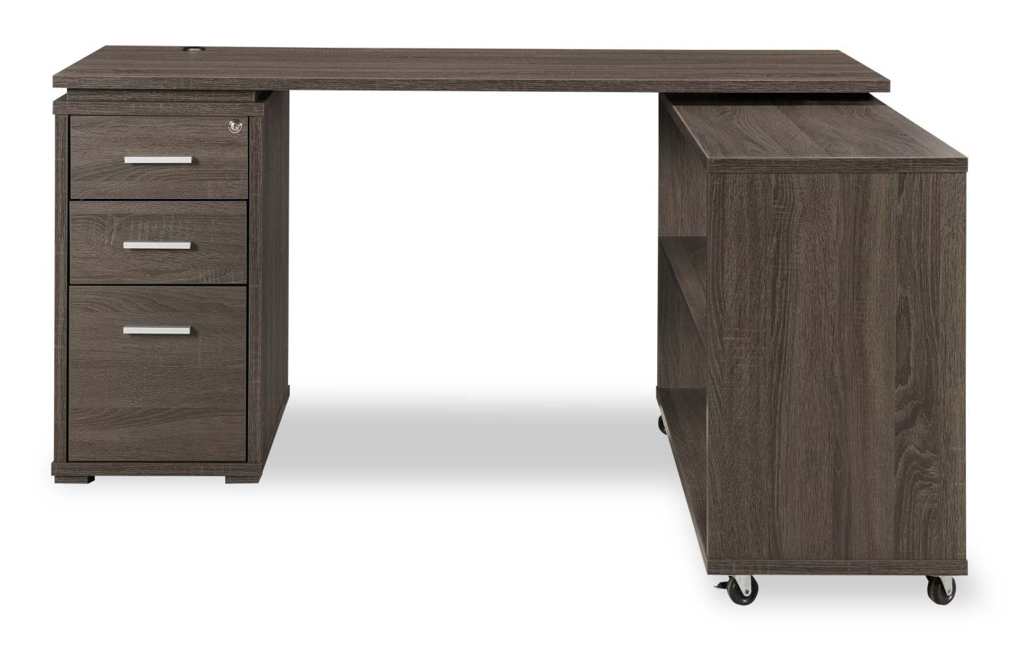Bureau d'angle pliable Oliver 60 avec rangement et ports USB - Gris|Bureau en coin pliable Oliver de 60 po avec rangement et ports USB - gris