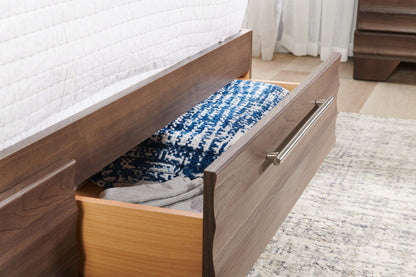 Olivia 6 pièces Ensemble de chambre à coucher avec lit de rangement, commode, miroir et table de nuit, fabriqué au Canada, gris - format grand lit