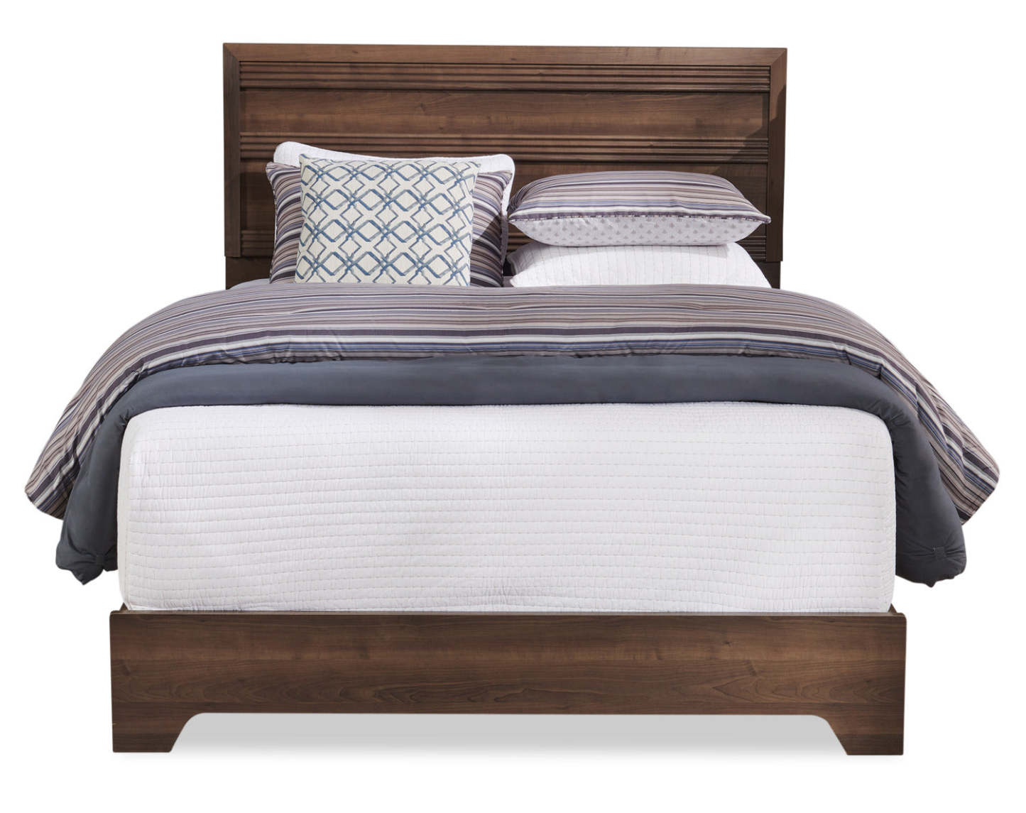 Lit à panneaux Olivia avec tête de lit et cadre, fabriqué au Canada, brun/gris - Queen Size | Lit à panneau Olivia fabriqué au Canada avec tête de lit et cadre de lit, brun/gris - format grand lit