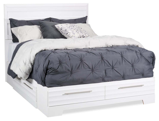 Olivia 6pc Bedroom Set with Storage Bed, Dresser, Mirror & Nightstand, Made in Canada, White - Full Size | Ensemble de chambre à coucher Olivia 6 pièces avec lit de rangement, commode, miroir et table de nuit, fabriqué au Canada, blanc - taille complète