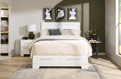 Lit plateforme de rangement Olivia fabriqué au Canada avec tête de lit et cadre de lit, blanc - format grand lit | Lit rangement plateforme Olivia avec tête de lit et cadre, fabriqué au Canada, blanc - Queen Size