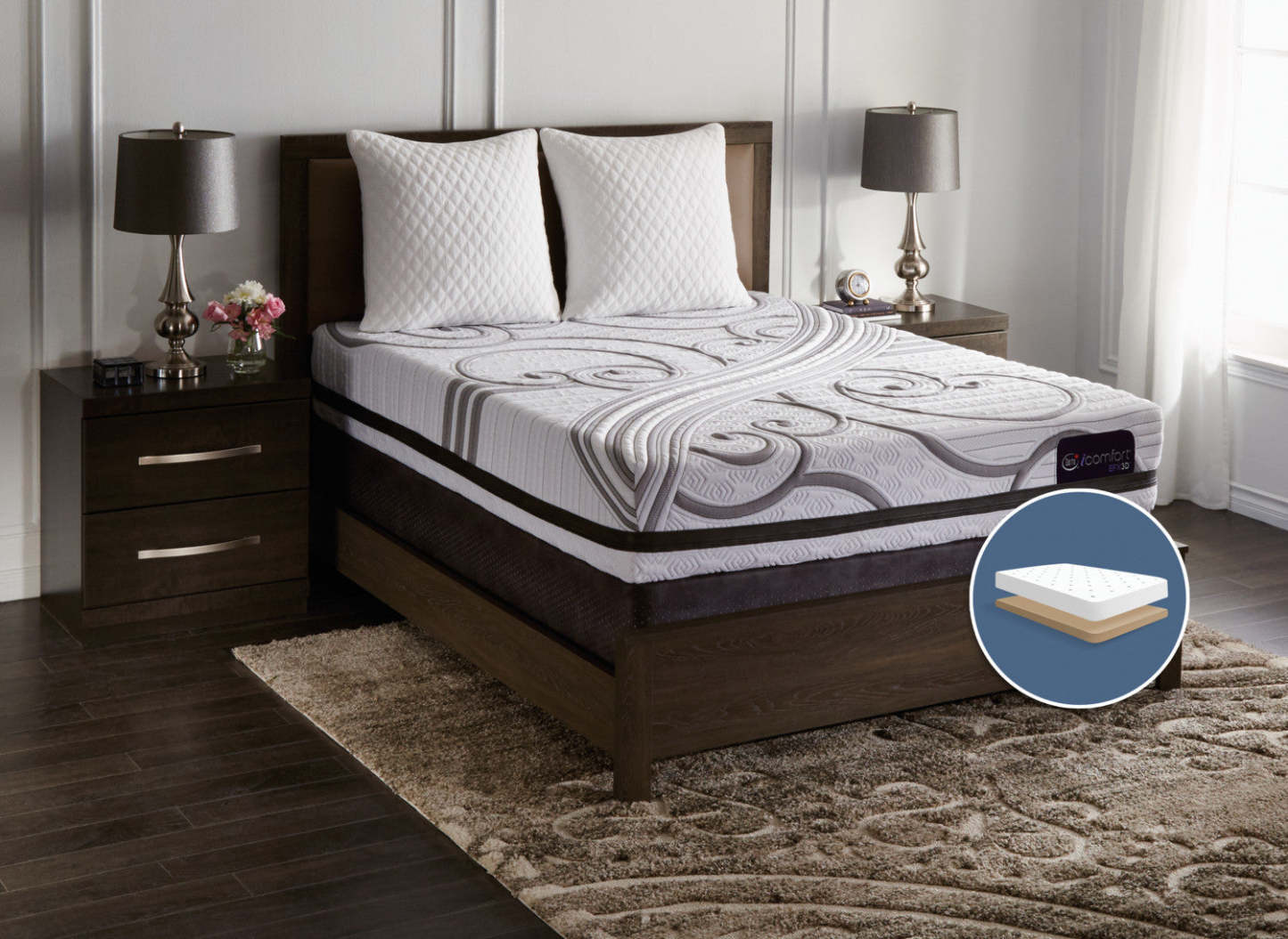 Ensemble matelas à profil bas Gravati iComfort EFX3D de Serta pour lit double