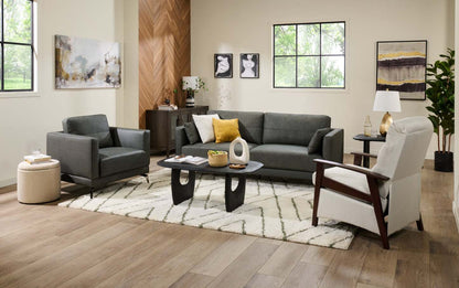 Chaise Melrose 36,5 en cuir véritable de première qualité avec pieds en métal - Gris | Fauteuil Melrose de 36,5 po en cuir de qualité supérieure avec pattes en métal véritable - gris