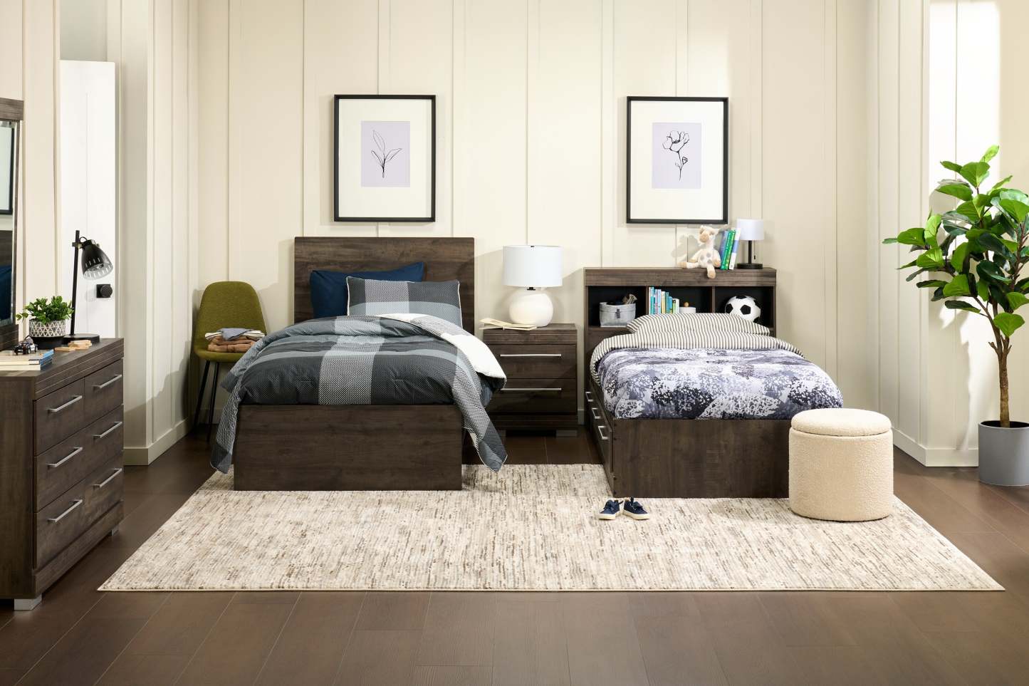 Ontario 14,75 po Pouf de rangement rond en tissu - blanc