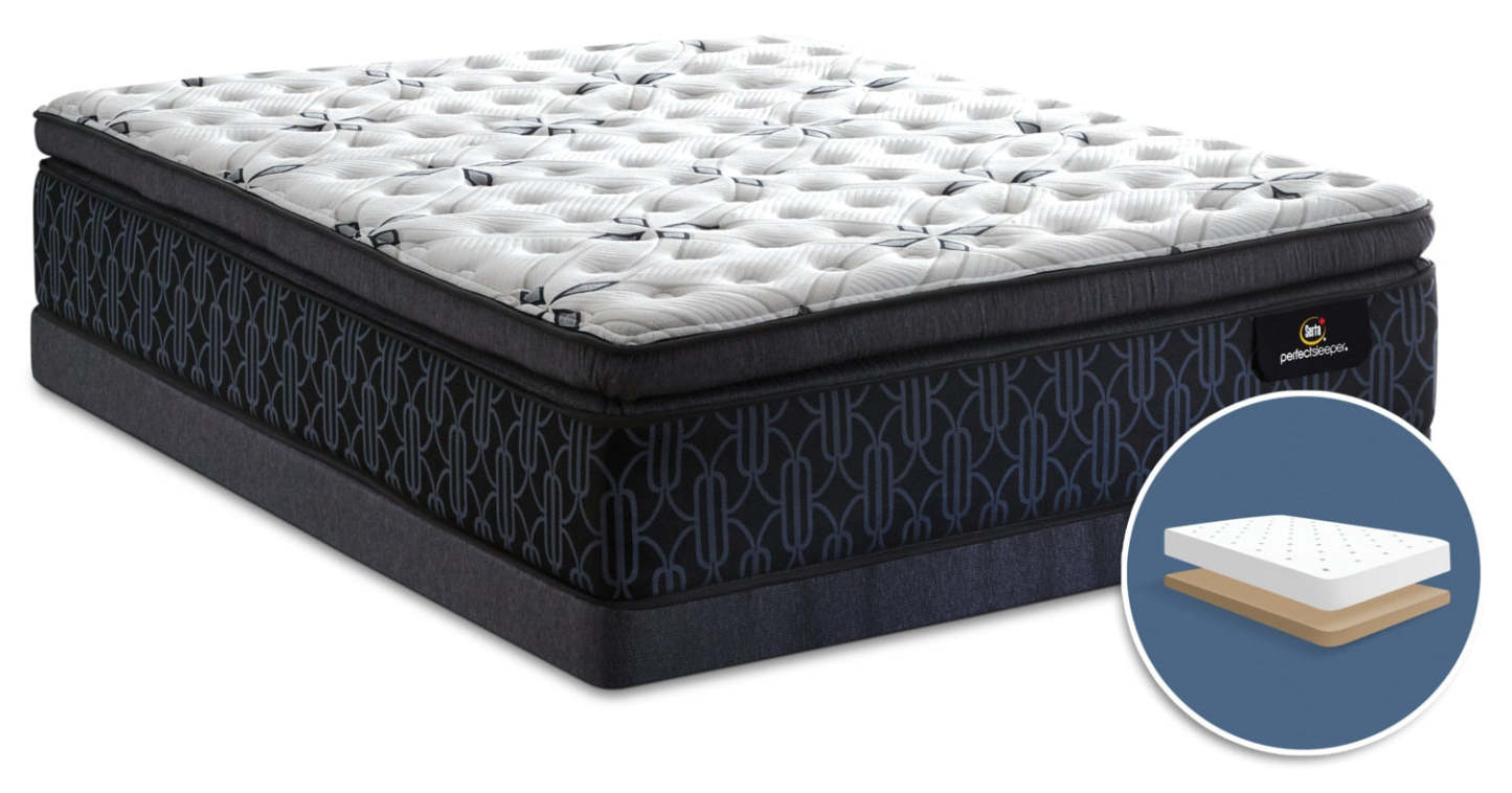 Serta Perfect Sleeper® Mansell Plush Super Pillow-Top Low-Profile Full Mattress Set|Ensemble moelleux plateau-coussin épais à profil bas Mansell Perfect Sleeper Serta pour lit double
