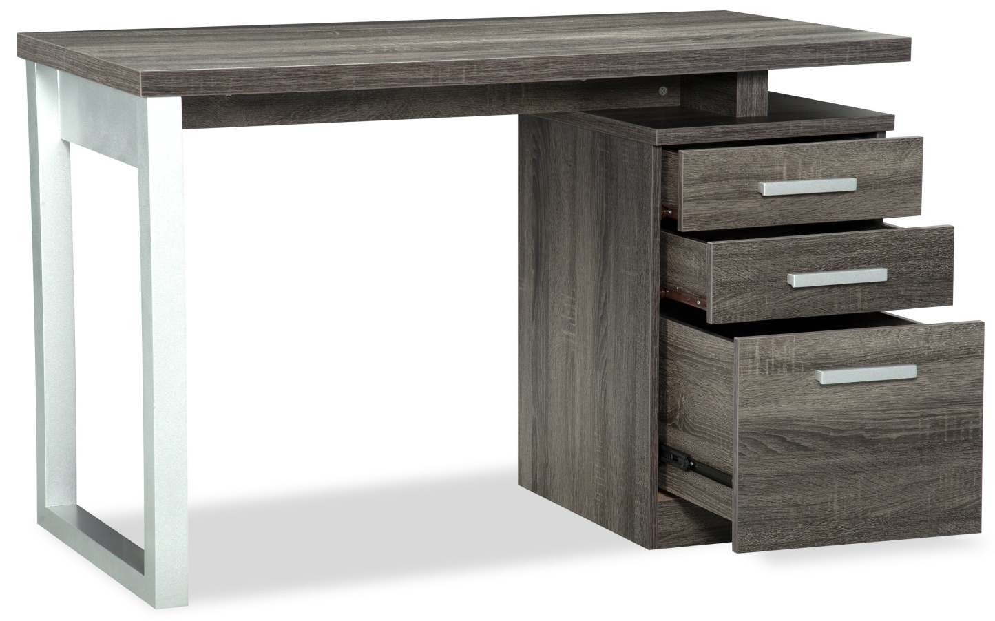 Bureau réversible Oscar 47 avec rangement - Gris|Bureau réversible Oscar de 47 po avec rangement - gris